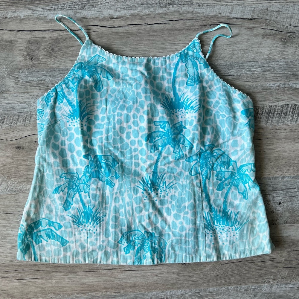 Vintage Y2K White Tag Lilly Pulitzer Giraffe
Palm Tree Tank Top Sz 10